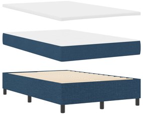 Cama Box com Colchão &amp; Banco Azul 120x190 cm Tecido