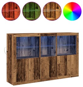 Buffet Lateral com Luzes LED Madeira Antiga 162x37x100 cm Madeira Recu