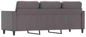 Sofá de 3 lugares 180 cm couro artificial cinza