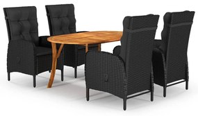 vidaXL 5 pcs conjunto de jantar para jardim preto