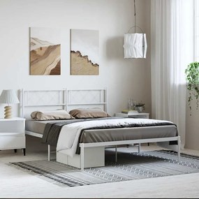 Estrutura de cama com cabeceira 150x200 cm metal branco