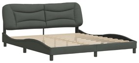 Estrutura de cama sem colchão 180x200 cm tecido cinzento-escuro