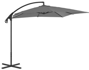 vidaXL Guarda-sol cantilever com poste de aço 250x250 cm antracite