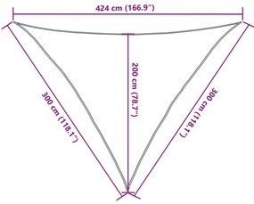 Para-sol estilo vela 3x3x4,24 m oxford 100% poliéster cor areia