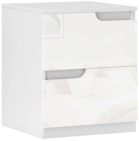HOMCOM Mesa de Cabeceira Moderna Mesa de Cabeceira com Gavetas Mesa Auxiliar para Dormitório Sala de Estar 40x40x48 cm Branco