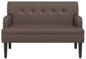 Banco com encosto 112x65,5x75 cm couro artificial castanho