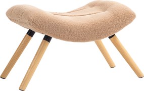 HOMCOM Puff moderno com revestimento em fleece e pernas de madeira, estofado, para sala de estar, quarto, corredor, castanho | Aosom Portugal