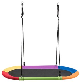 Baloiço Infantil Oval com Cordas Multicamadas Ajustáveis em Altura para Crianças Adultos para Jardim150 x 80 cm Multicor