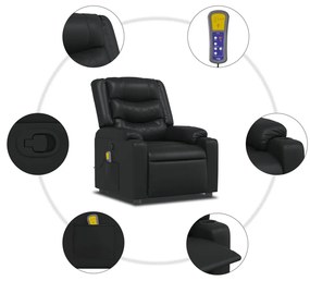 Poltrona de massagens reclinável couro artificial preto