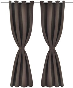 Cortinas blackout 2 pcs com ilhós de metal 135x175 cm castanho