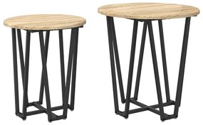 Mesa de Apoio vidaXL 2 pcs Madeira de Carvalho Sonoma e Metal
