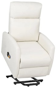 329633 vidaXL Poltrona de massagens elevatória couro artificial cor creme