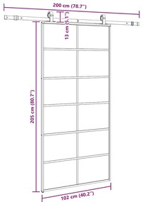 Porta deslizante c/ conj ferragens 102x205cm vidro ESG preto
