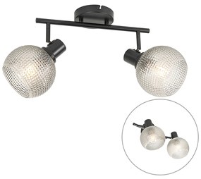 Projetores de teto design preto com vidro fumê 2 luzes - Chico Design