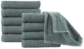 vidaXL Toalhas de hóspedes 10 pcs algodão 450 g 30x50 cm verde