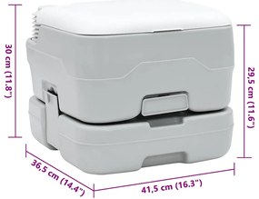 Vaso Sanitário Portátil vidaXL Cinza e Branco em Plástico 10 L