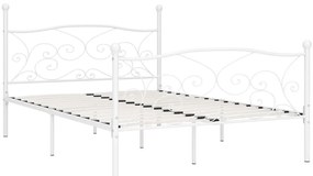 Estrutura de cama com estrado de ripas 140x200 cm metal branco
