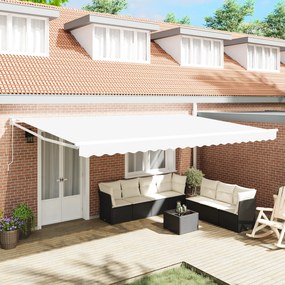 Toldo Retrátil Manual vidaXL Branco 500x300 cm, Tecido de Substituição