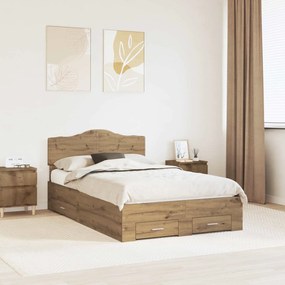 vidaXL Estrutura da Cama com cabeceira Carvalho Artesanal 120 x 200 cm