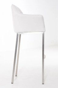 Banco de bar Damaso em tecido com estrutura prateada 64 x 110 x 48 cm Branco