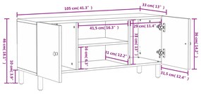 Móvel de TV 105x33x46 cm madeira de mangueira maciça preto