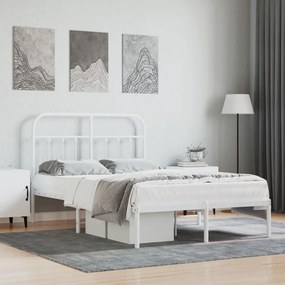 vidaXL Estrutura de cama com cabeceira 120x200 cm metal branco