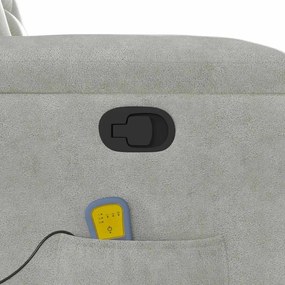 Poltrona de massagens reclinável tecido microfibra cinza-claro