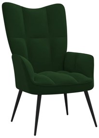 Poltrona de Descanso Ariana em Veludo - Verde Escuro - Design Moderno