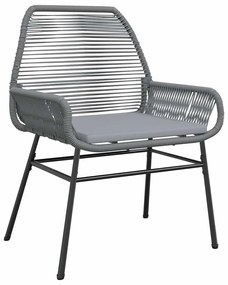 Conjunto jantar jardim 9 peças almofadas vidro vime cinzento PE