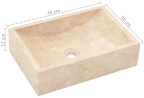 Lavatório 45x30x12 cm mármore creme brilhante