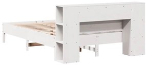 Cama com estante sem colchão 120x190 cm pinho maciço branco