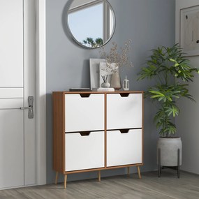 HOMCOM Sapateira com 4 Gavetas e Prateleiras Ajustáveis Móvel para Sapatos de Corredor para 16 Pares de Sapatos 95x26x95 cm Madeira
