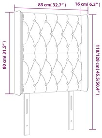 Cabeceira cama c/ abas veludo 83x16x118/128 cm cinzento-escuro