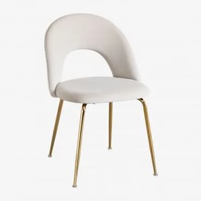Cadeira de jantar de veludo Glorys Crema & Dourado - Sklum