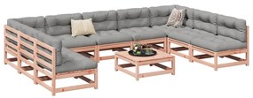 vidaXL 10pcs conj. sofás jardim c/ almofadões madeira abeto-de-douglas