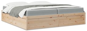 vidaXL Cama com colchão 200x200 cm madeira de pinho maciça