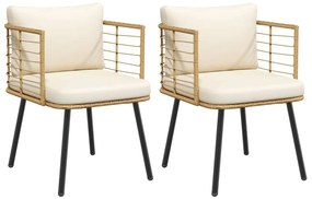 Cadeiras de jardim com almofadões 2 pcs vime PE naturais