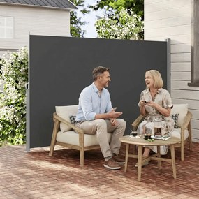 Toldo lateral de 180 x 500 cm com caixa de aço antracite