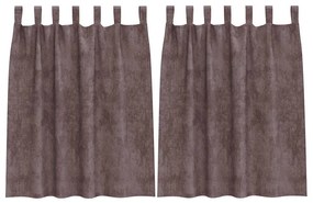 Cortinas de Veludo 2 pcs com Ilhós Marrom 140x140 cm