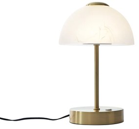 Candeeiro de Mesa Design Dourado com Vidro Opalino incl. LED Regulável - Joya