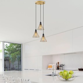 Chandelier Rozye – Dourado Brilhante – 41 x 41 x 124 cm