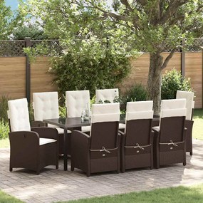 vidaXL Conjunto de Jantar para Jardim 9 pcs Castanho vime PE