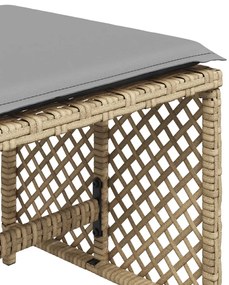 Bancos jardim almofadões 4 pcs 41x41x36 cm vime PE mistura bege