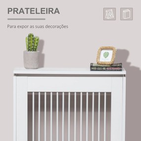 Cobertura de Radiador Moderno de MDF com Prateleira Superior para Sala de Estar Dormitório Escritório 60x18x84 cm Branco