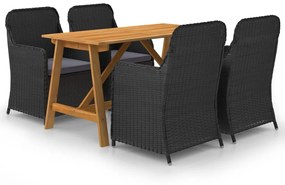 vidaXL 5 pcs conjunto de jantar para jardim preto