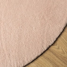Tapete pelo curto macio e lavável HUARTE Ø 100 cm rosa-pálido