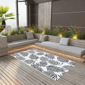Tapete de exterior 160x230 cm ARAKIL PP branco e preto