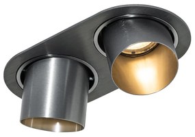 Foco embutido arredondado Cinza-escuro GU10 50mm 2-luzes - Installa Moderno