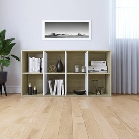 Estante/aparador 66x30x130cm contrapl. branco e carvalho sonoma