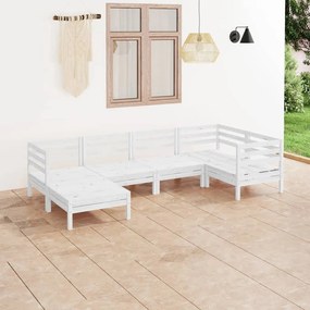 6 pcs conjunto lounge de jardim pinho maciço branco